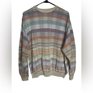 Vintage Multicolor Striped Knit Sweater • Made in the USA 🇺🇸